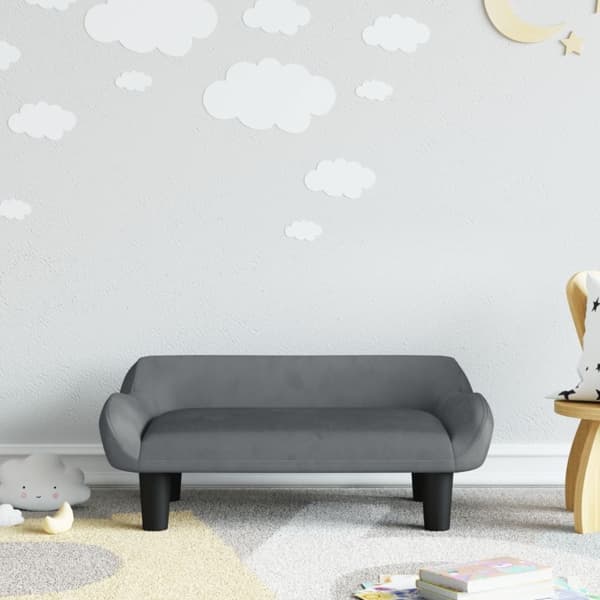 vidaXL Barnsoffa mörkgrå 70x40x24 cm sammet Grå