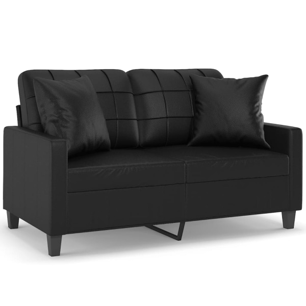 vidaXL 2-sits soffa med prydnadskuddar svart 120 cm konstläder Svart