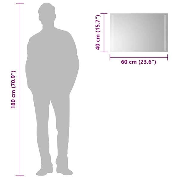 vidaXL Badrumsspegel LED 60x40 cm Transparent