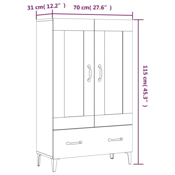 vidaXL Skåp Rökfärgad ek 70x31x115 cm konstruerat trä Brun