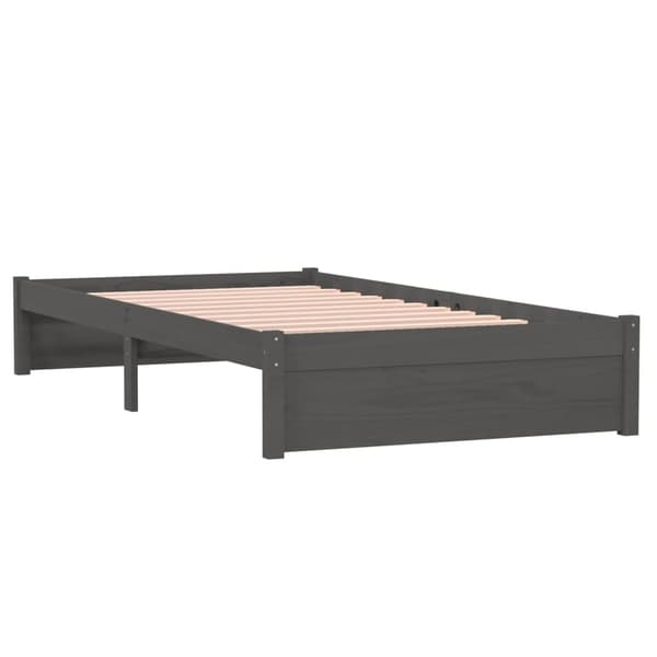 vidaXL Sängram grå massivt trä 100x200 cm Grå