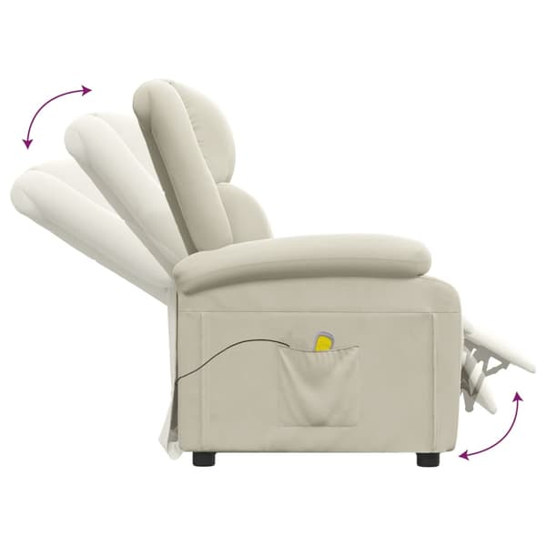 vidaXL Massagefåtölj gräddvit sammet Kräm