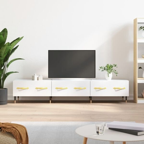 vidaXL Tv-bänk vit högglans 150x36x30 cm konstruerat trä Vit