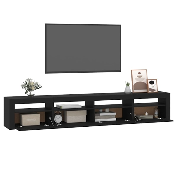 vidaXL Tv-bänk med LED-belysning Svart 240x35x40 cm Svart