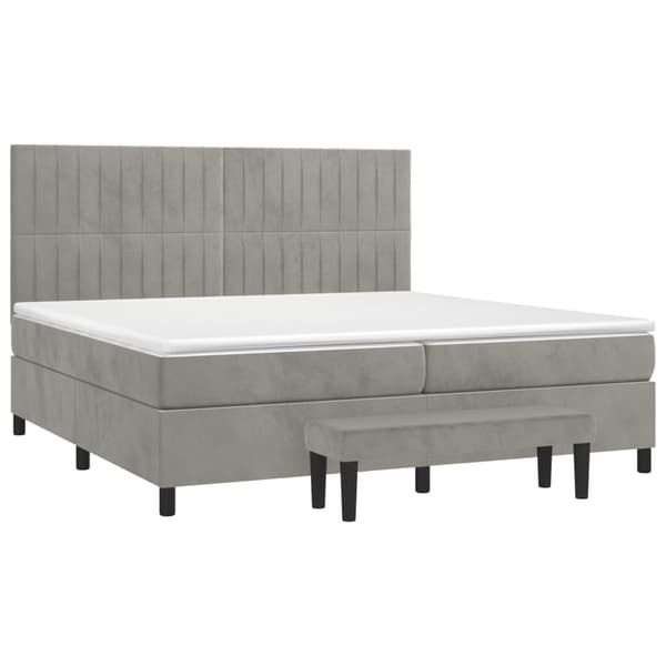 vidaXL Ramsäng med madrass ljusgrå 200x200 cm sammet Grå