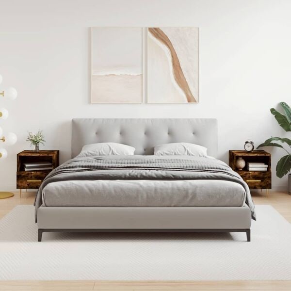 vidaXL Sängbord 2 st rökfärgad ek 40x35x47,5 cm konstruerat trä Brun