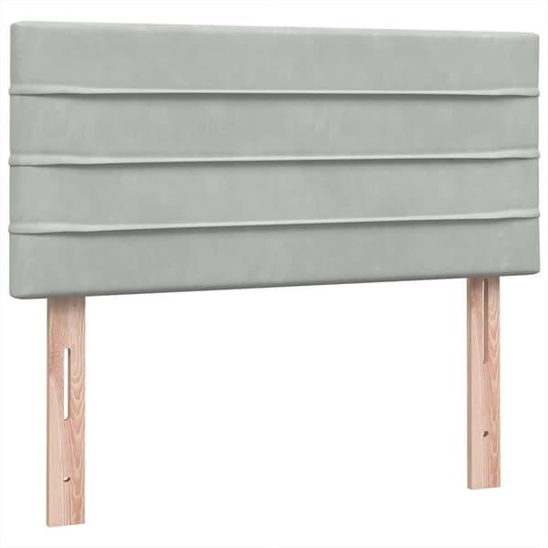 vidaXL Resårsäng med madrass ljusgrå 90x220 cm sammet Grå