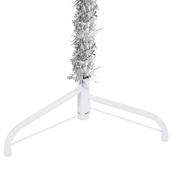vidaXL Smal halv plastgran med stativ silver 120 cm Silver
