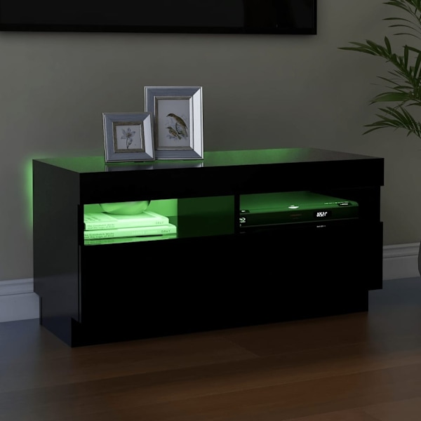vidaXL TV-bänk med LED-belysning svart 80x35x40 cm Svart