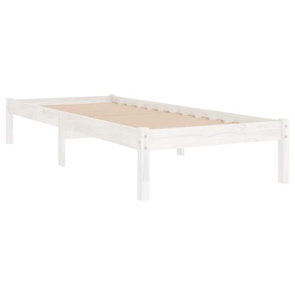 vidaXL Sängram vit massivt trä 75x190 cm Vit