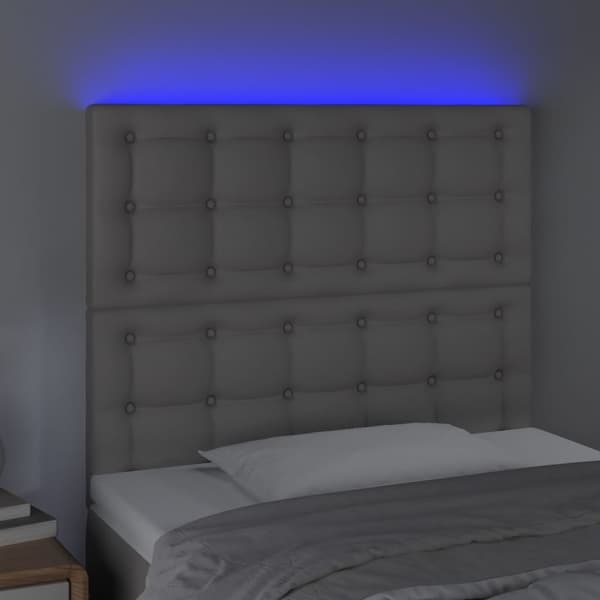 vidaXL Sänggavel LED grå 80x5x118/128 cm konstläder Grå