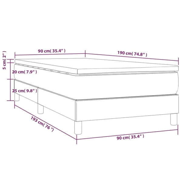 vidaXL Ramsäng med madrass ljusgrå 90x190 cm sammet Grå