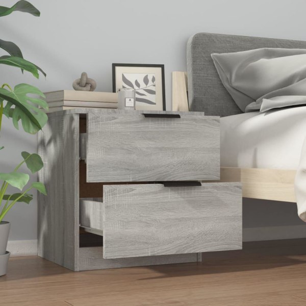 vidaXL Sängbord 2 st grå sonoma konstruerat trä Grå