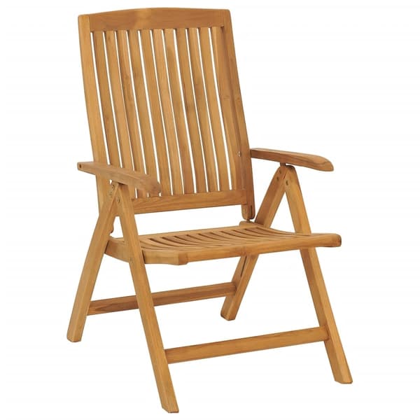 vidaXL Fällbara fåtöljer med dynor, 2 st, massivt trä, teak Brun
