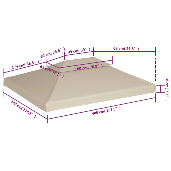 vidaXL Paviljongtak 3x4m 270g/m² vattentätt beige Beige