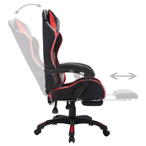 vidaXL Gamingstol med RGB LED-lampor röd och svart konstläder multifärg