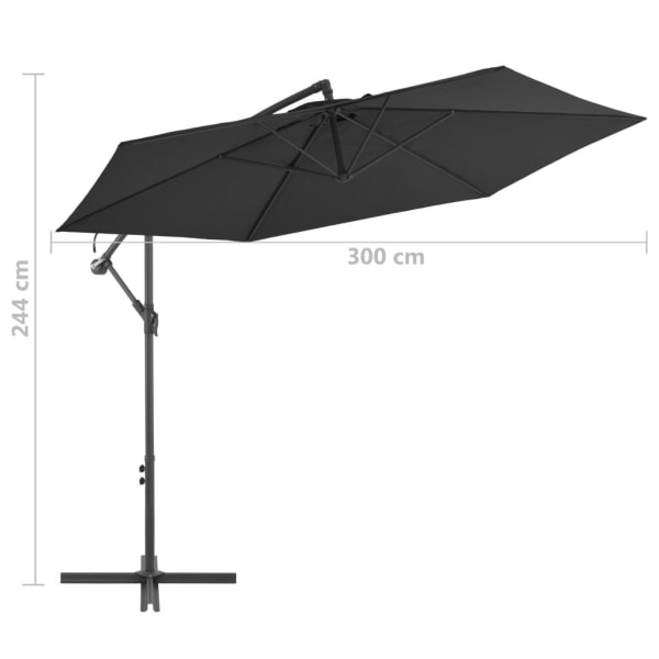 vidaXL Frihängande parasoll med aluminiumstång 300 cm svart Svart