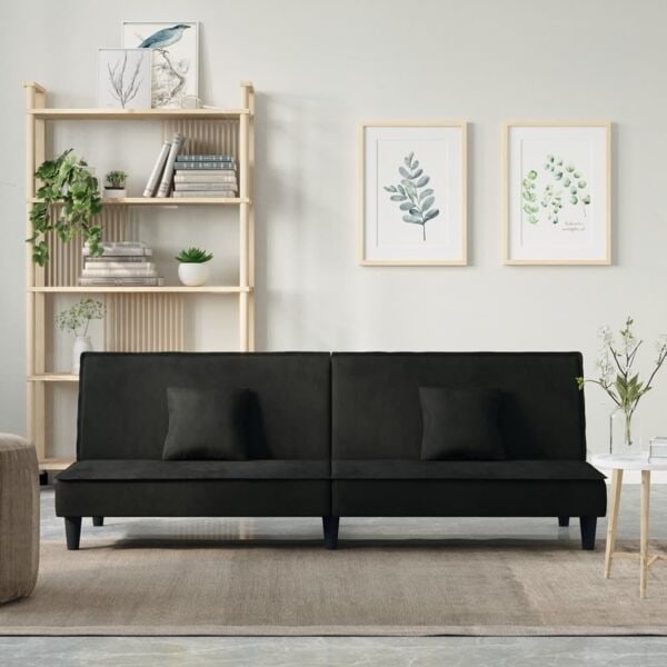 vidaXL Bäddsoffa svart sammet Svart