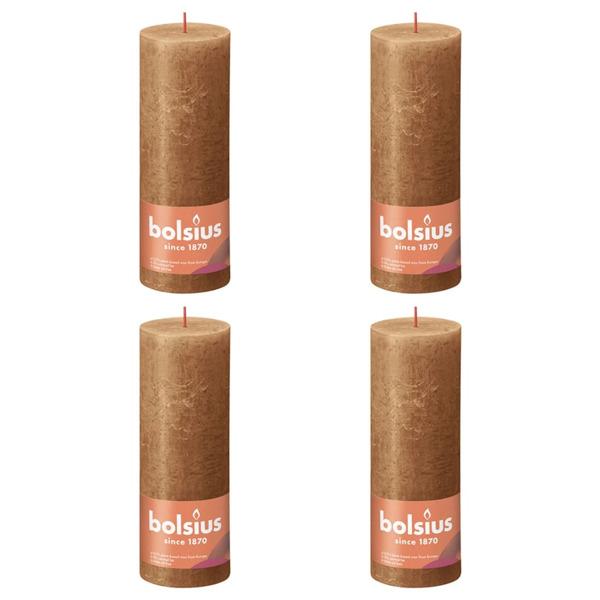 Bolsius Rustika blockljus 4-pack 190x68 mm kryddbrun Brun