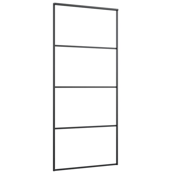 vidaXL Skjutdörr med beslagset ESG glas och aluminium 90x205 cm Svart
