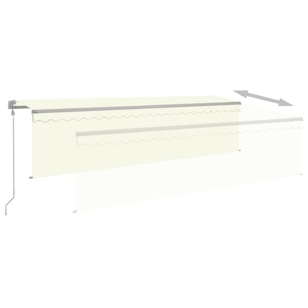 vidaXL Automatiserad markis rullgardin vindsensor LED 5x3m gräddvit Creme