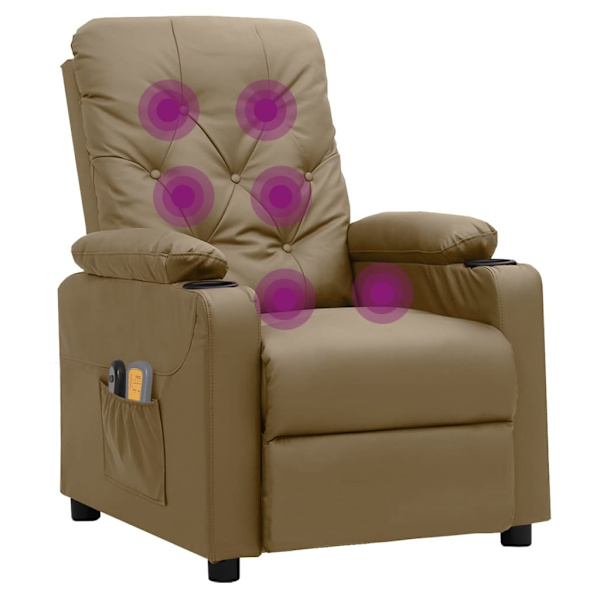 vidaXL Elektrisk massagefåtölj cappuccino konstläder Brun