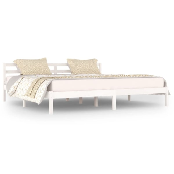 vidaXL Sängram massiv furu 200x200 cm vit Vit