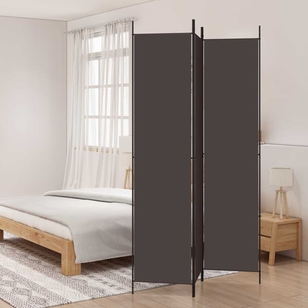 vidaXL Rumsavdelare 3 paneler 150x220 cm brun tyg Brun