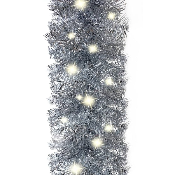 vidaXL Julgirlang med LED-lampor 10 m silver Silver