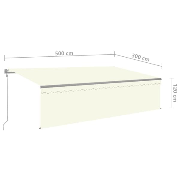 vidaXL Automatiserad markis rullgardin vindsensor LED 5x3m gräddvit Creme