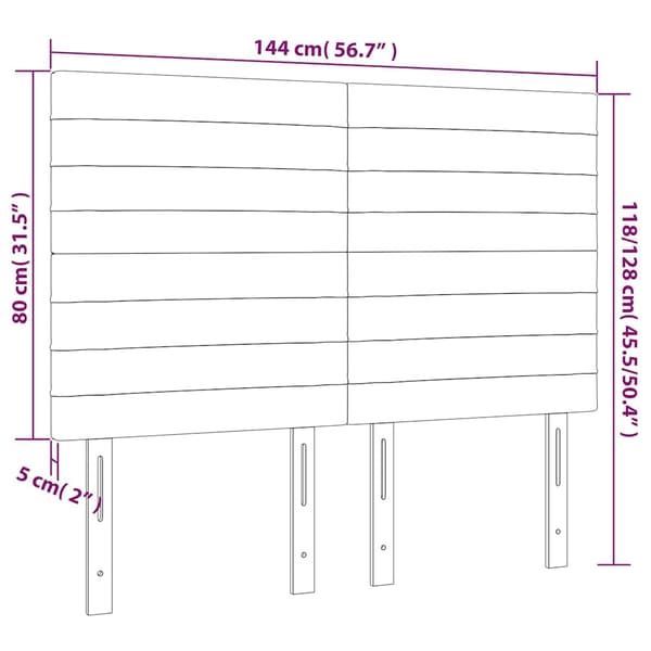 vidaXL Sänggavel LED ljusgrå 144x5x118/128 cm sammet Grå
