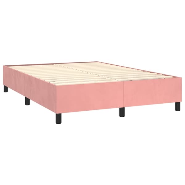 vidaXL Ramsäng med madrass rosa & LED 140x200 cm sammet Rosa
