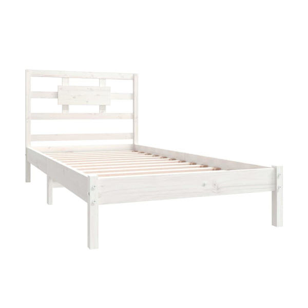 vidaXL Sängram vit massivt trä 90x190 cm Vit