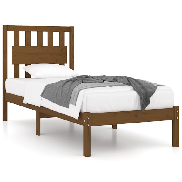 vidaXL Sängram honungsbrun massiv furu 100x200 cm enkelsäng Brun