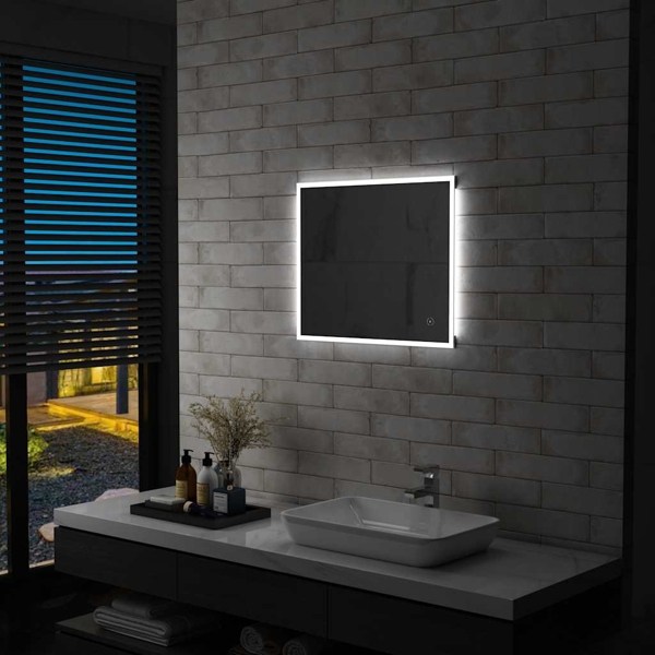 vidaXL Badrumsspegel LED med touch-sensor 60x50 cm Silver