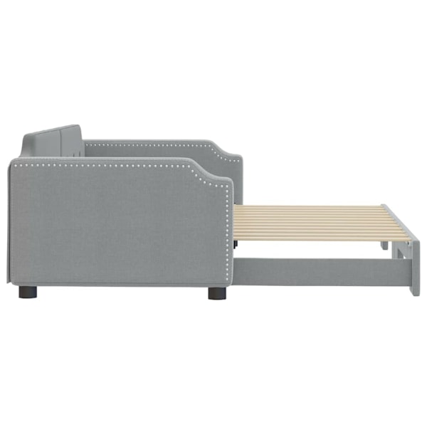 vidaXL Dagbädd utdragbar ljusgrå 100x200 cm tyg Grå