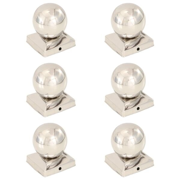 vidaXL Stolphattar klot 6 st rostfritt stål 91x91 mm Silver