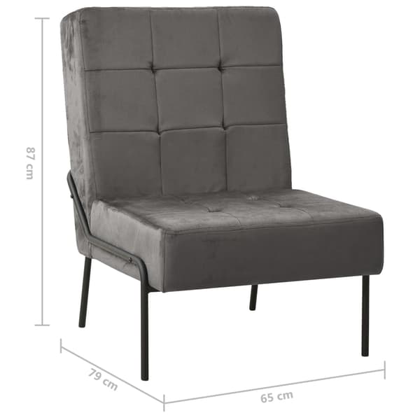 vidaXL Avkopplingsstol 65x79x87 cm mörkgrå sammet grå