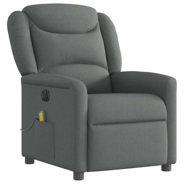 vidaXL Elektrisk massagefåtölj mörkgrå tyg Grå