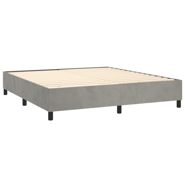 vidaXL Ramsäng med madrass ljusgrå 180x200 cm sammet Grå
