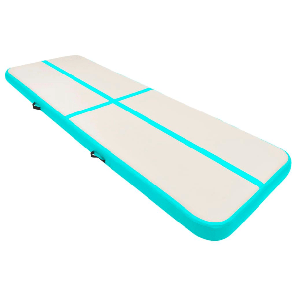vidaXL Uppblåsbar gymnastikmatta med pump 400x100x20 cm PVC grön Grön