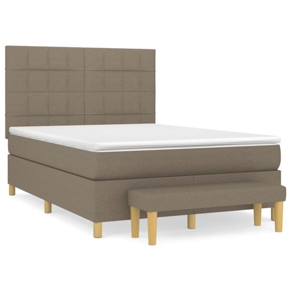 vidaXL Ramsäng med madrass taupe 140x190 cm tyg Taupe