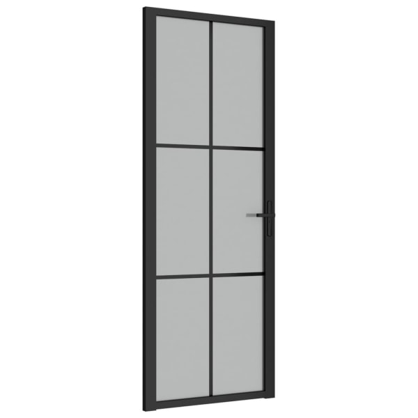 vidaXL Innerdörr 76x201,5 cm svart matt glas och aluminium Svart