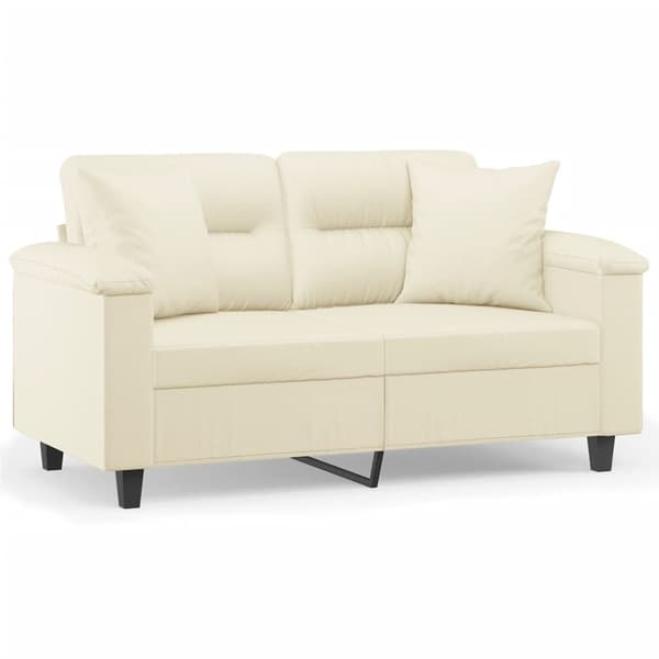 vidaXL 2-sits soffa med prydnadskuddar gräddvit 120 cm konstläder Kräm