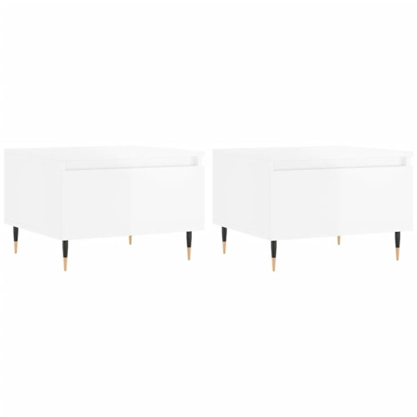 vidaXL Soffbord 2 st vit högglans 50x46x35 cm konstruerat trä Vit