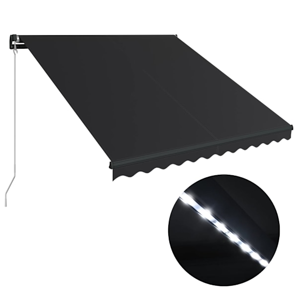 vidaXL Markis manuellt infällbar med LED 300x250 cm antracit Antracit