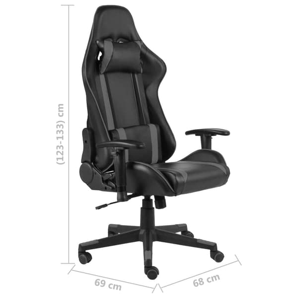 vidaXL Snurrbar gamingstol grå PVC grå