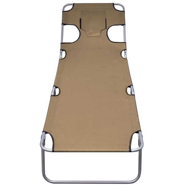 vidaXL Solsäng med nackstöd hopfällbar taupe Taupe