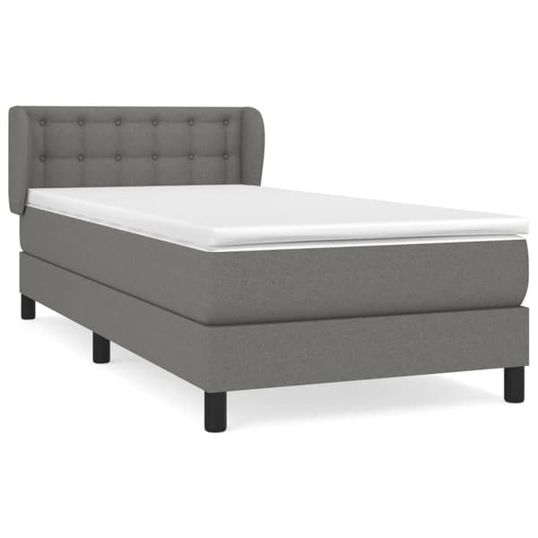 vidaXL Ramsäng med madrass mörkgrå 90x190 cm tyg Grå