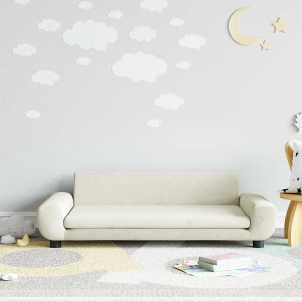 vidaXL Barnsoffa gräddvit 100x54x33 cm sammet Kräm